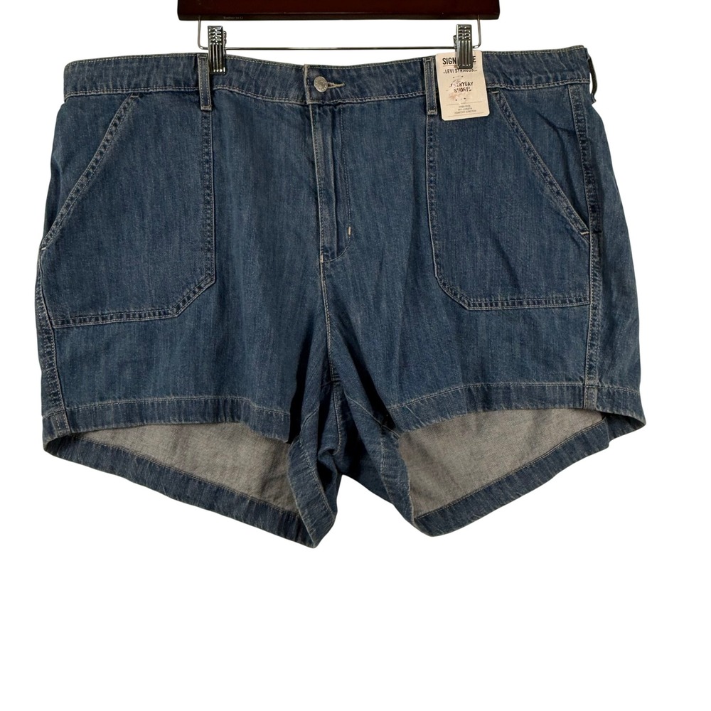 Levi Strauss Women 22 Everyday Jean Shorts Blue Denim High Rise Plus Size NWT